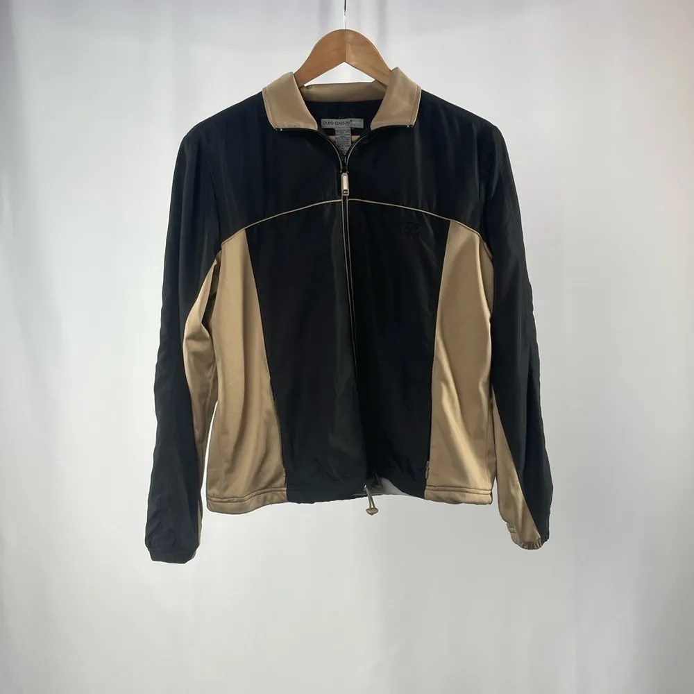 Oleg Cassini Sport Track Jacket and Pants Set‎ in Black Tan Size Petite M/L - Image 5