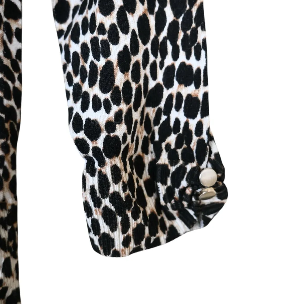 WHBM Women's S Leopard Print Snap Front Cardigan Sweater - Image 8