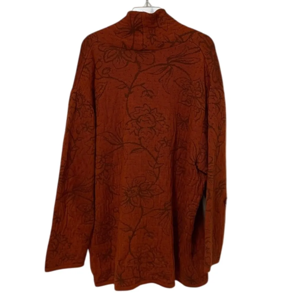 Susan Bristol Vintage Burnt Orange Floral Knit Sweater Jacket Womens Size Medium - Image 6