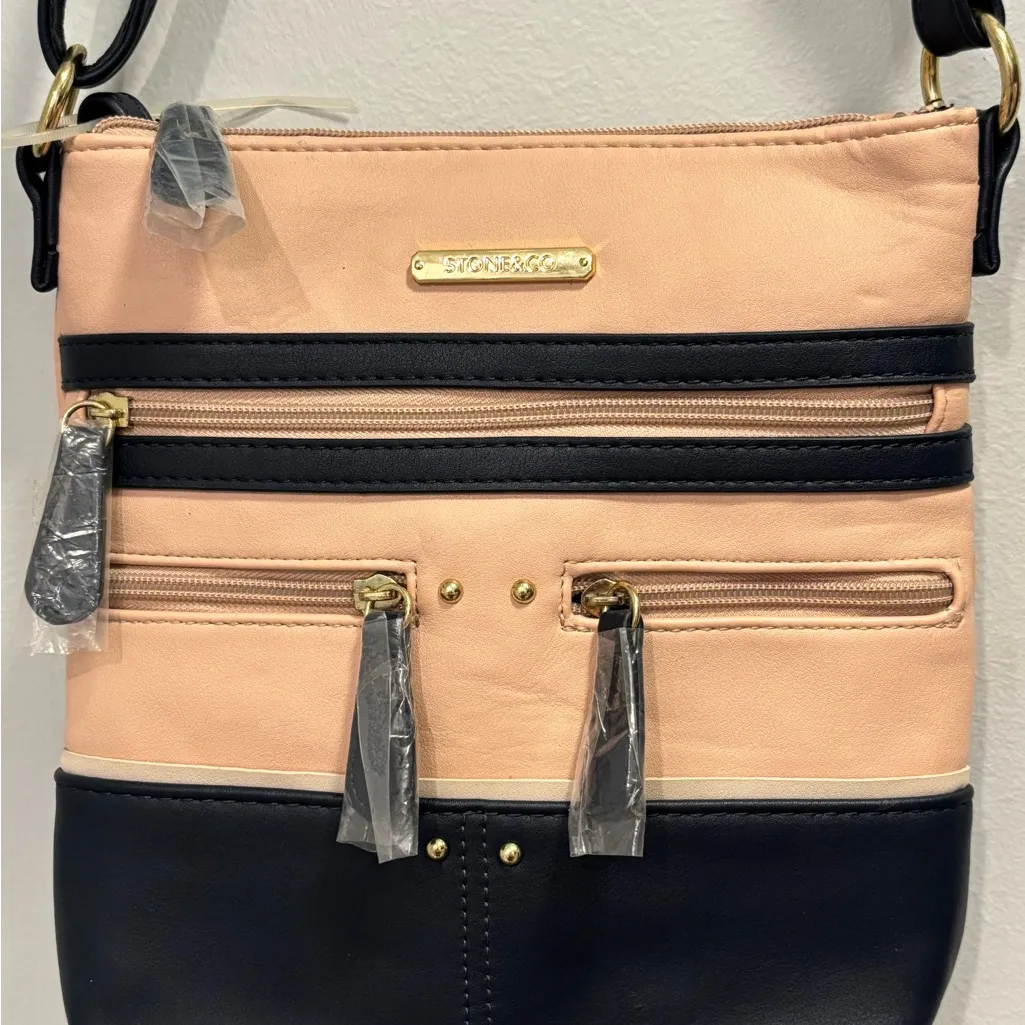 Stone & Co. 3 piece Navy and Pink Crossbody Bag w/ makeup bag & wallet Blue - Image 2