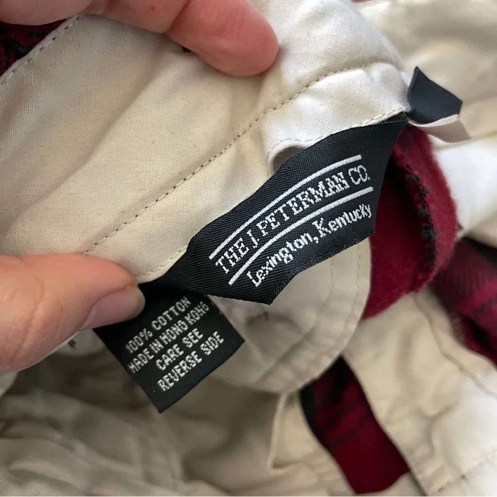 J. Peterman Company Pants plaid flannel lace up straight leg womens Red size 6 - Image 2