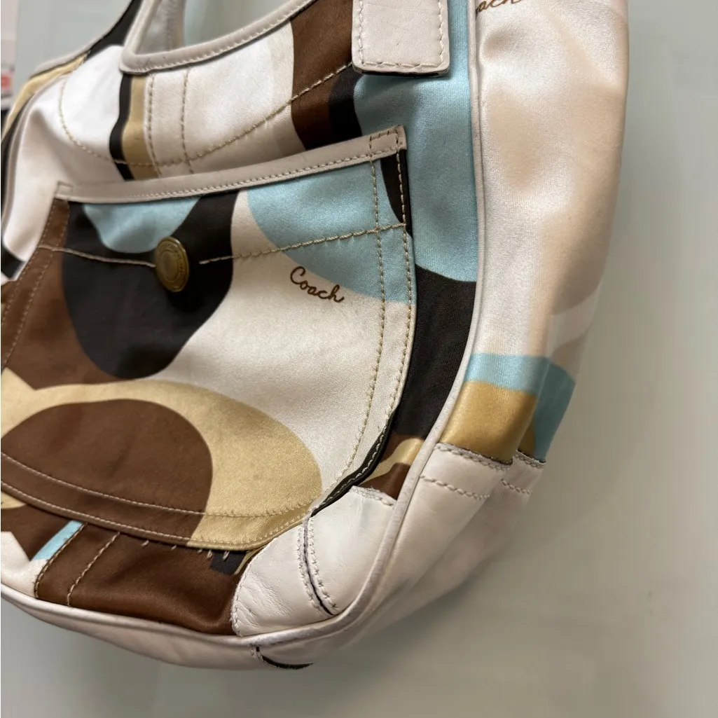 Coach Multicolor Tan Brown Satin Leather Ergo Optic Shoulder Bag - Image 6