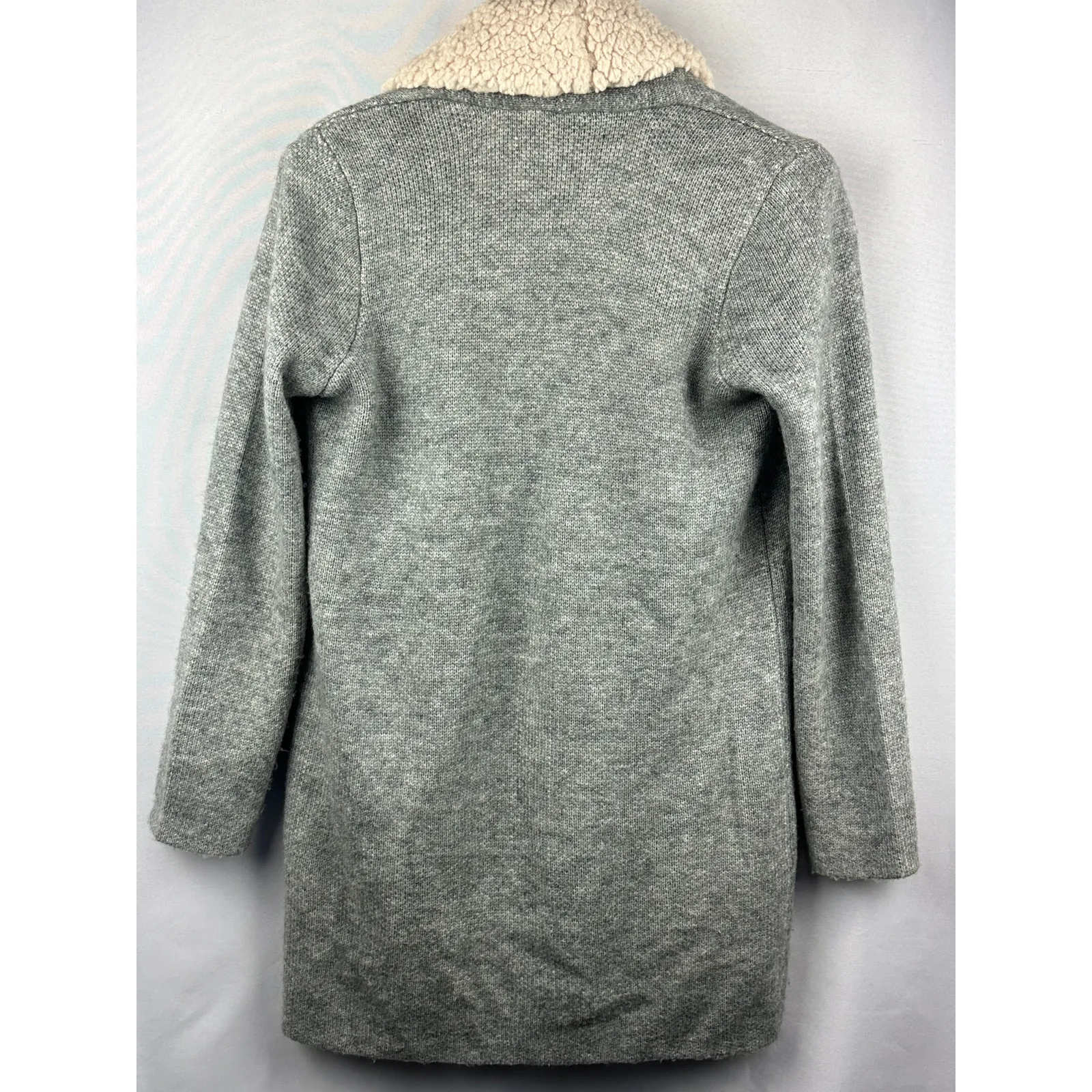 Women’s Style & Co Gray Sherpa Lined Open Front Cardigan Size Sm - Image 2