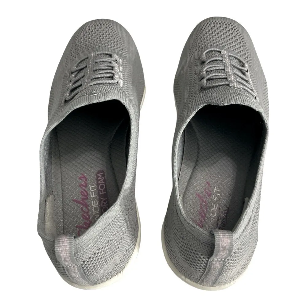 Skechers Newbury St Every Angle Grey Stretch Sz.8 wide Fit Slip On Sneakers - Image 9