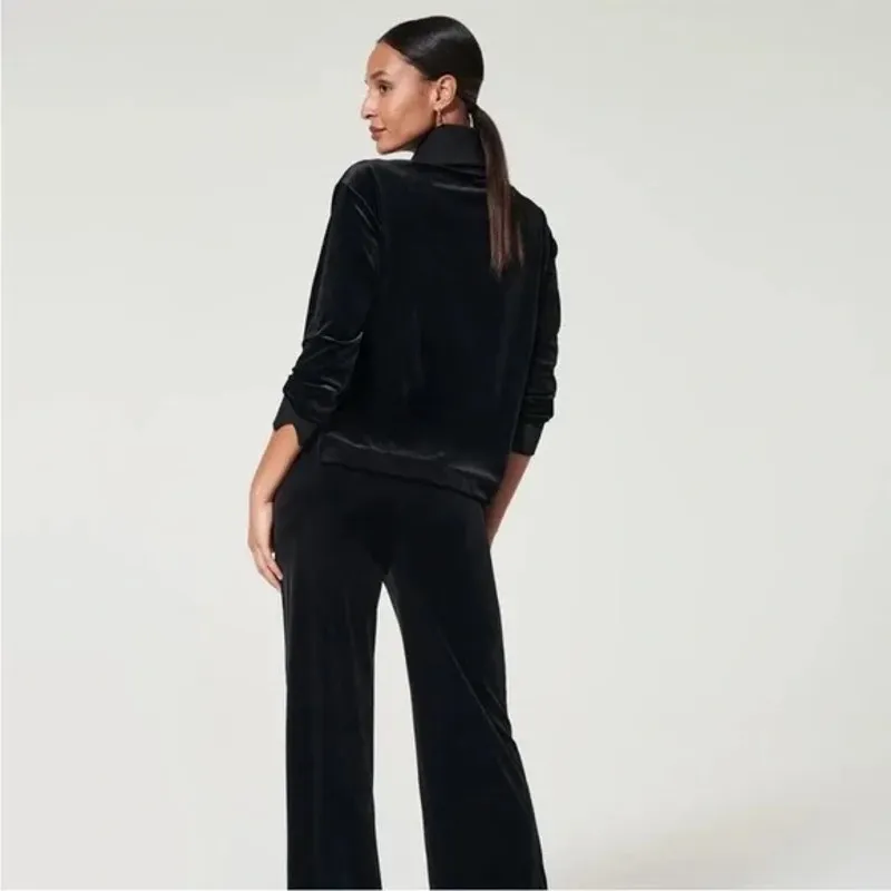 Spanx Velvet Half Zip Pullover Top Size XS Black Lounge Sweatshirt - Image 7