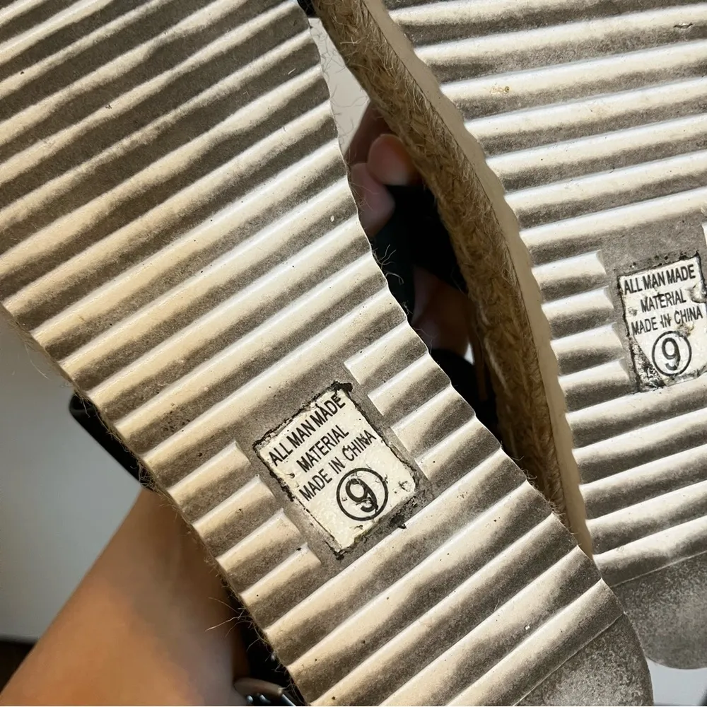 Soda black tan espadrille platform sandal women’s size 9 strappy ankle buckle - Image 9