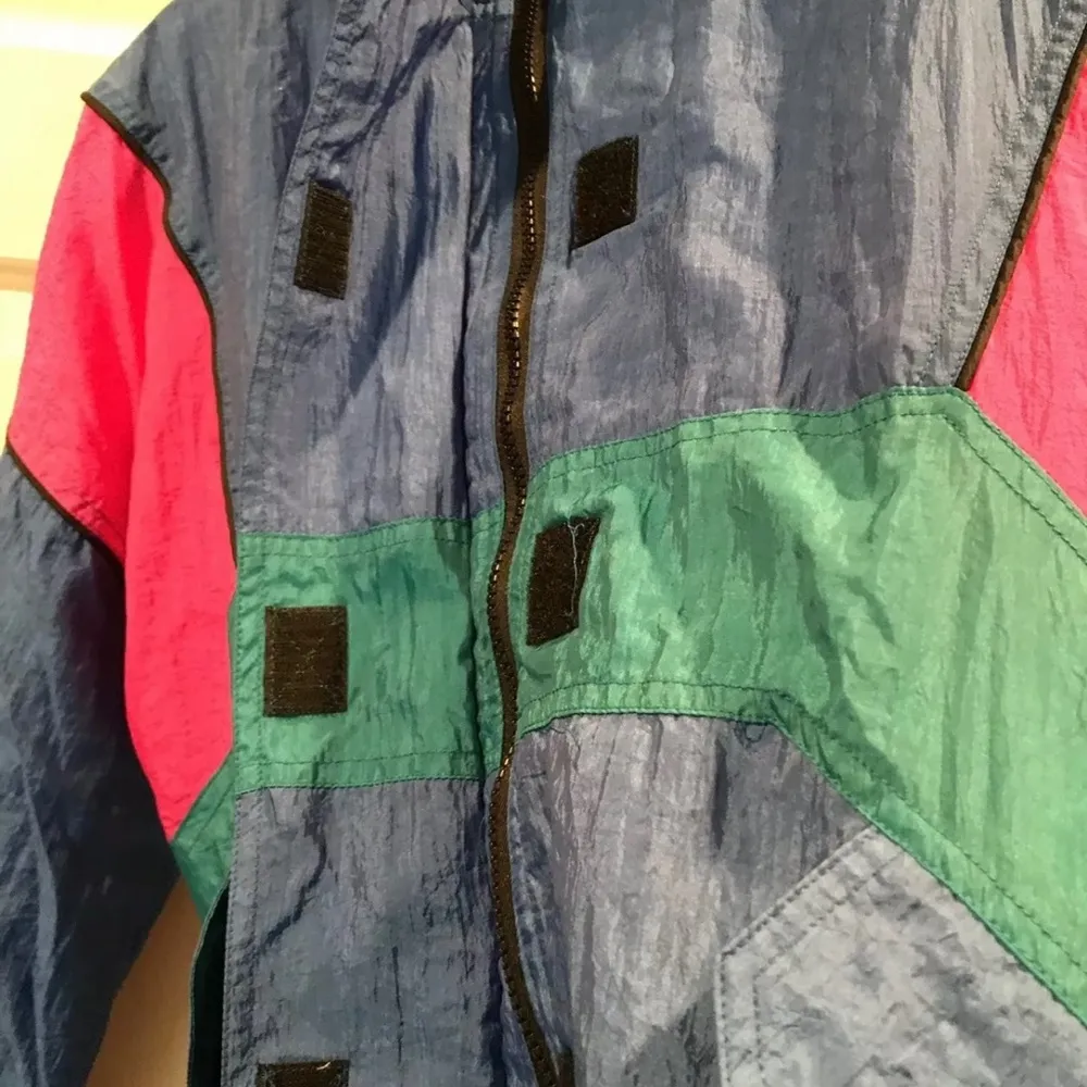 Windbreaker Jogging Track Nylon Jacket Colorblock French Navy Vintage 80s 90s Size M - Image 10