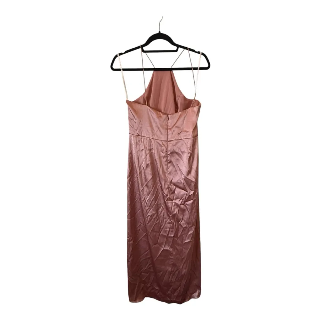 ✨ NWT After Six Satin Halter Midi Dress – Desert Rose Pink (Size 10) - Image 4