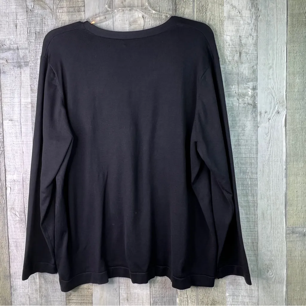 Lauren Ralph Lauren 3X Silk Blend Button Front V-Neck Cardigan w/Long Sleeves - Image 2