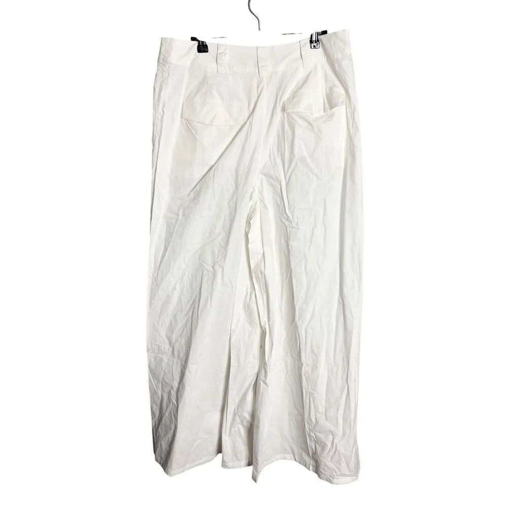 NWT Free People Ellen Set Medium White Cotton 2 Piece Crop Top Wide Leg Pant - Image 9