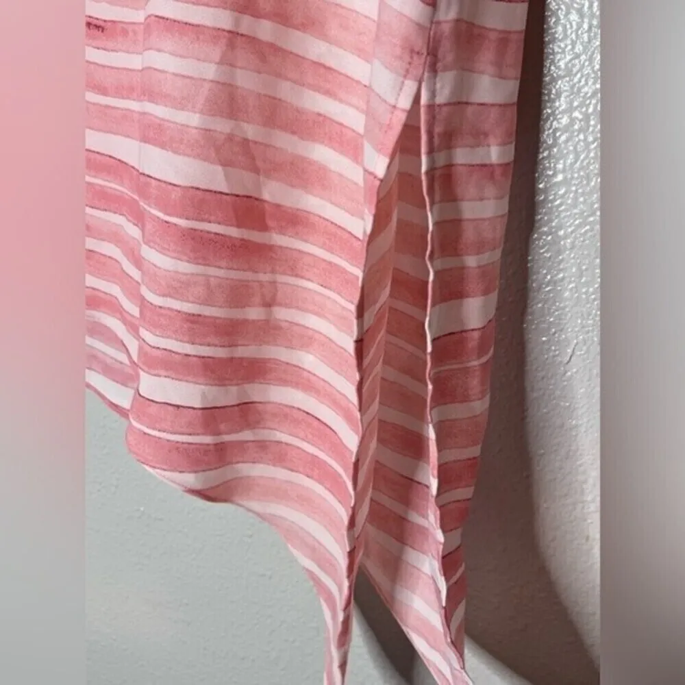 Vince  Women Coral Chiffon Blouse Sleeveless Asymmetrical Hem Back Buckle S - Image 5