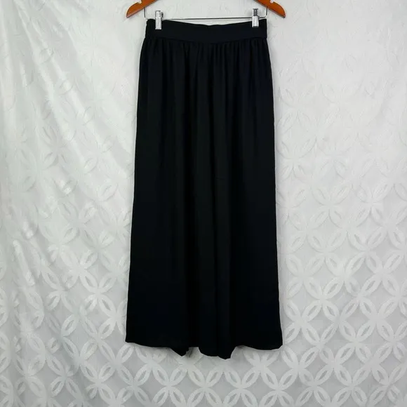 GANTOS Black Wide Leg Palazzo Pants Elastic Waist Polyester Made in‎ USA Medium Size undefined - Image 2