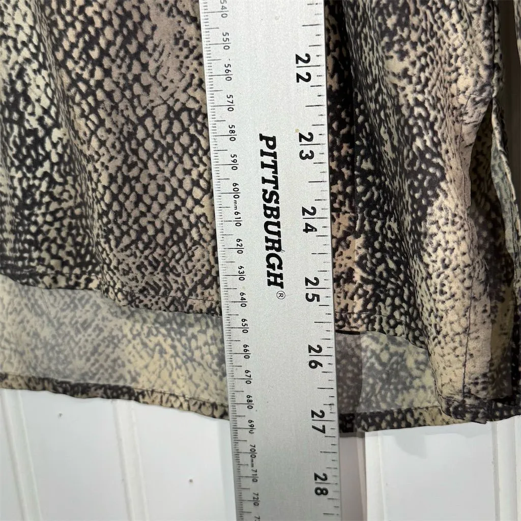 Anna and Frank 100% Silk Blouse L Snake Print Neutral Brown Beige Button Down Gray Size L - Image 7