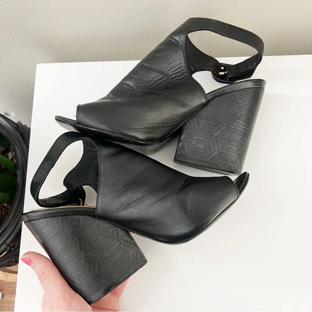 Tory Burch Grove Open Toe Leather Bootie Black Size 7 - Image 6