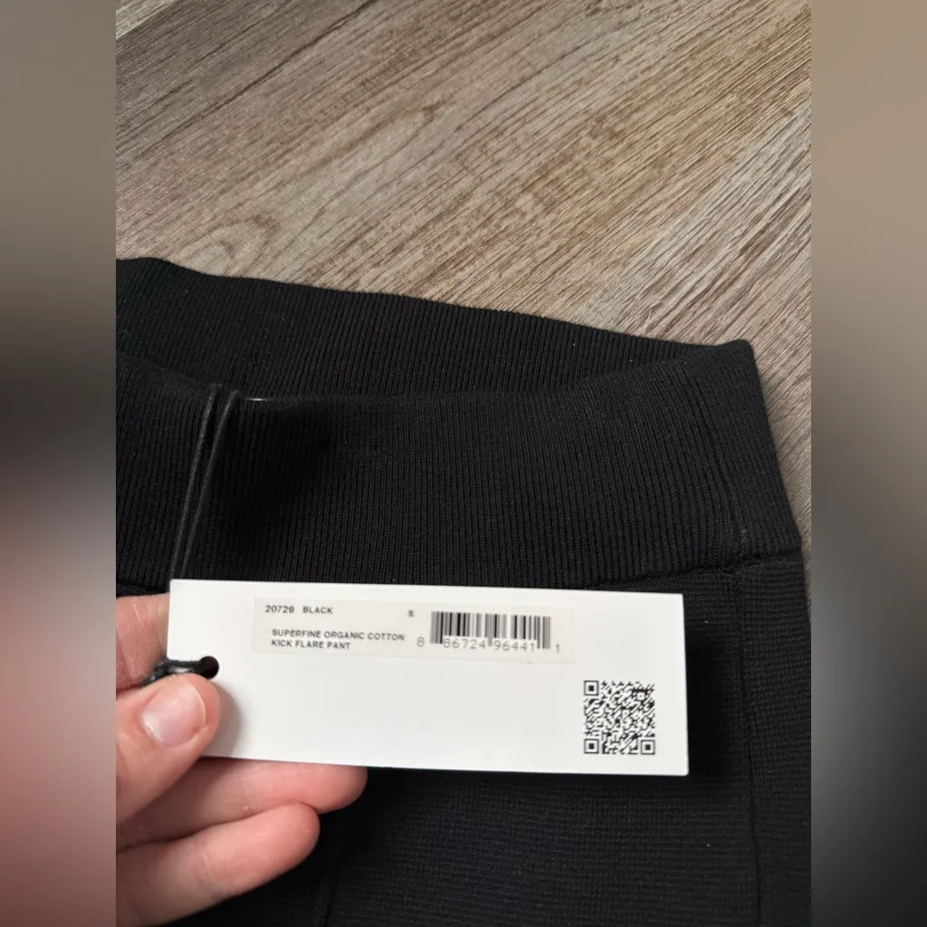 NWT WHITE & WARREN Superfine Organic Cotton Kick Flare Pant Black Casual Pant S - Image 10