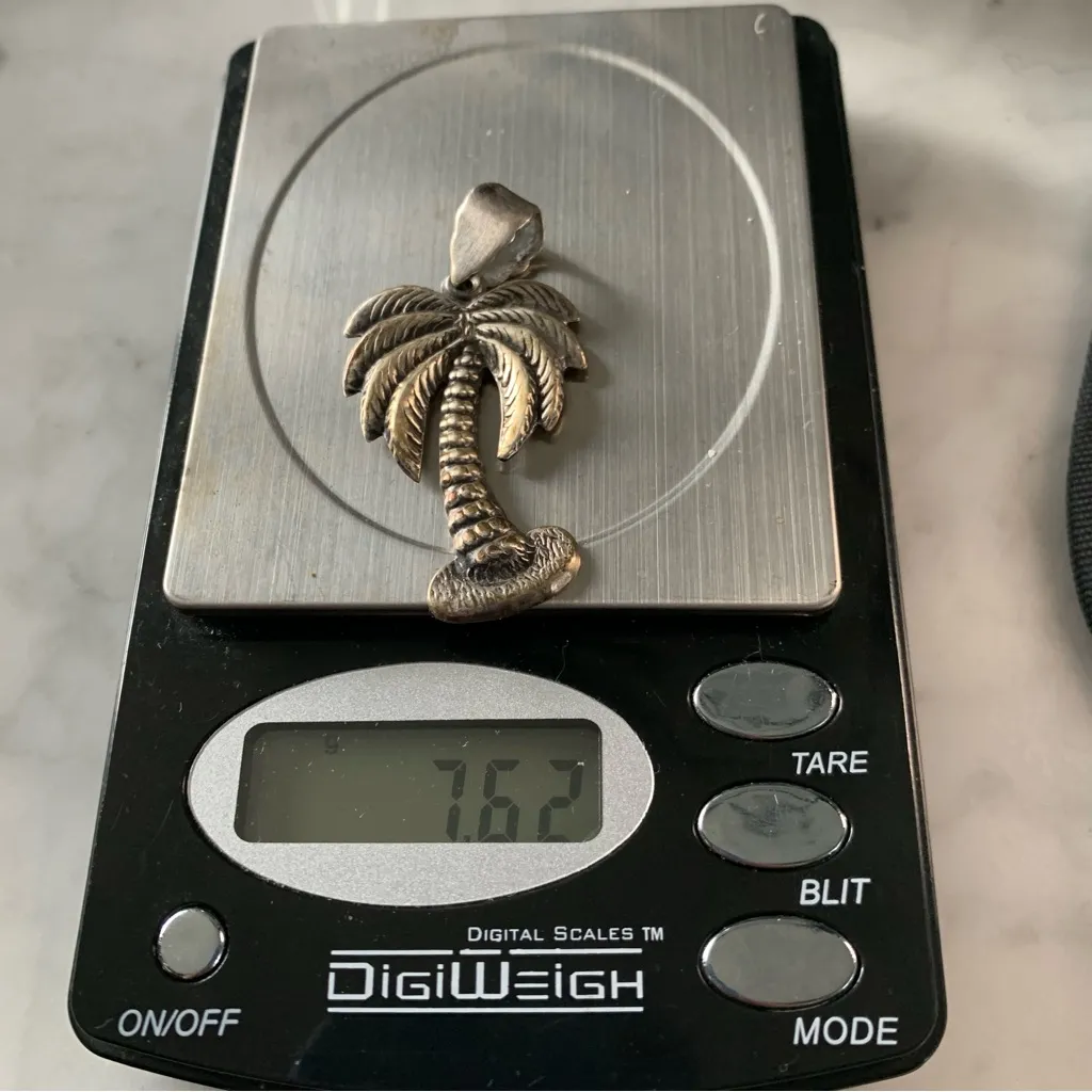 Sterling Silver Texturized Palm Tree Pendant 925 Thailand Beach Vacation - Image 5