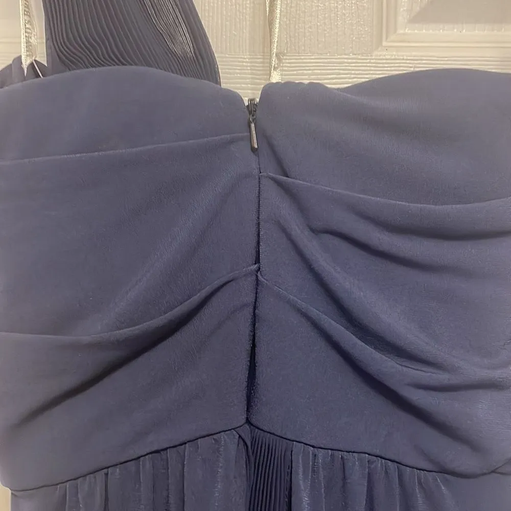 DAVID'S BRIDAL Blue one shoulder jersey dress with pleated cascade - Image 6