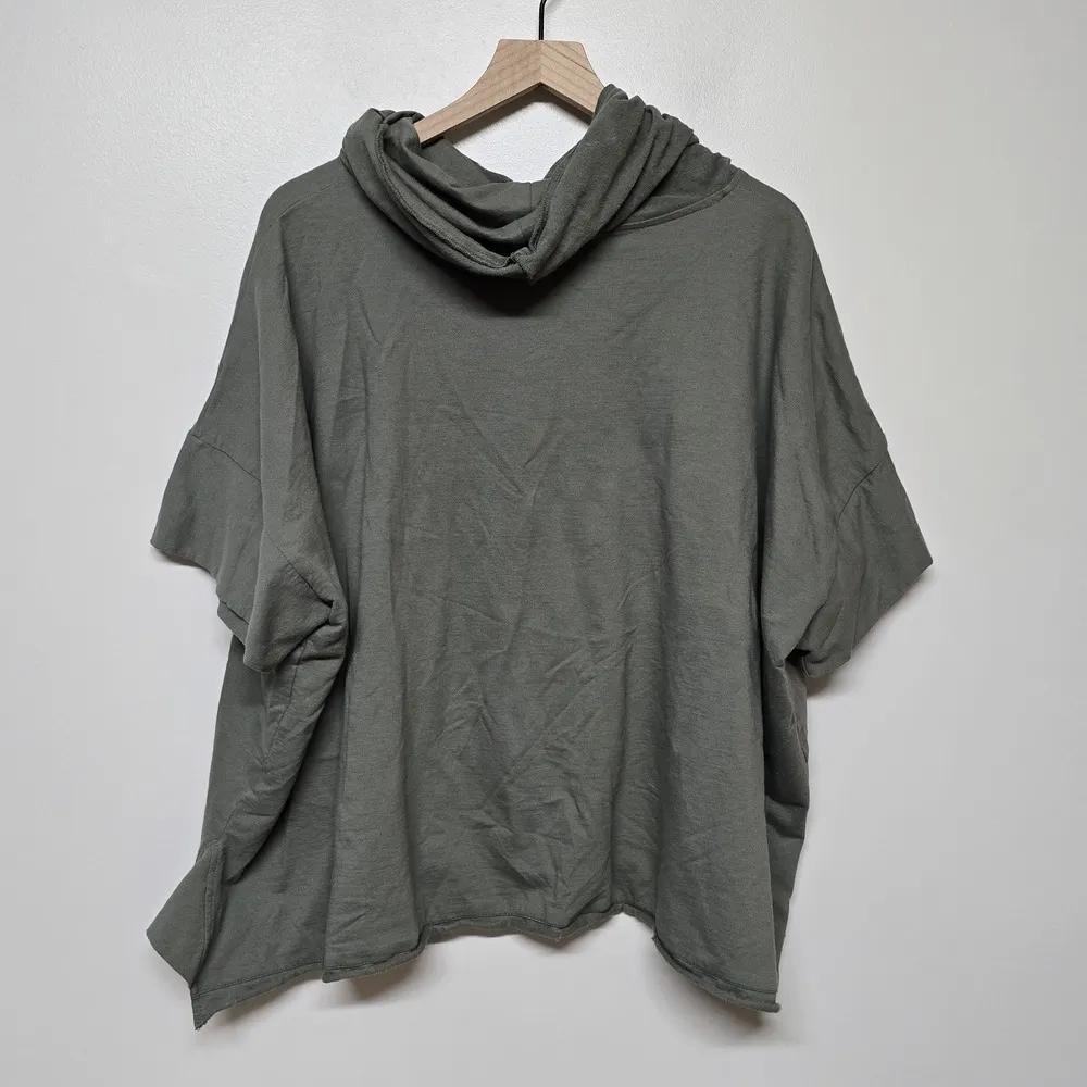 Planet French Terry Cowl Neck Boxy Green OversizedSweatshirt Minimalist One Size Size undefined - Image 3