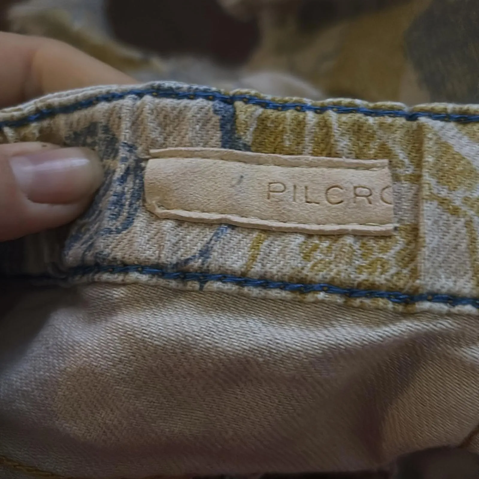 Anthropologie Pilcro Blue and Yellow Boho Floral Jean Elastic Waist Shorts - Image 6