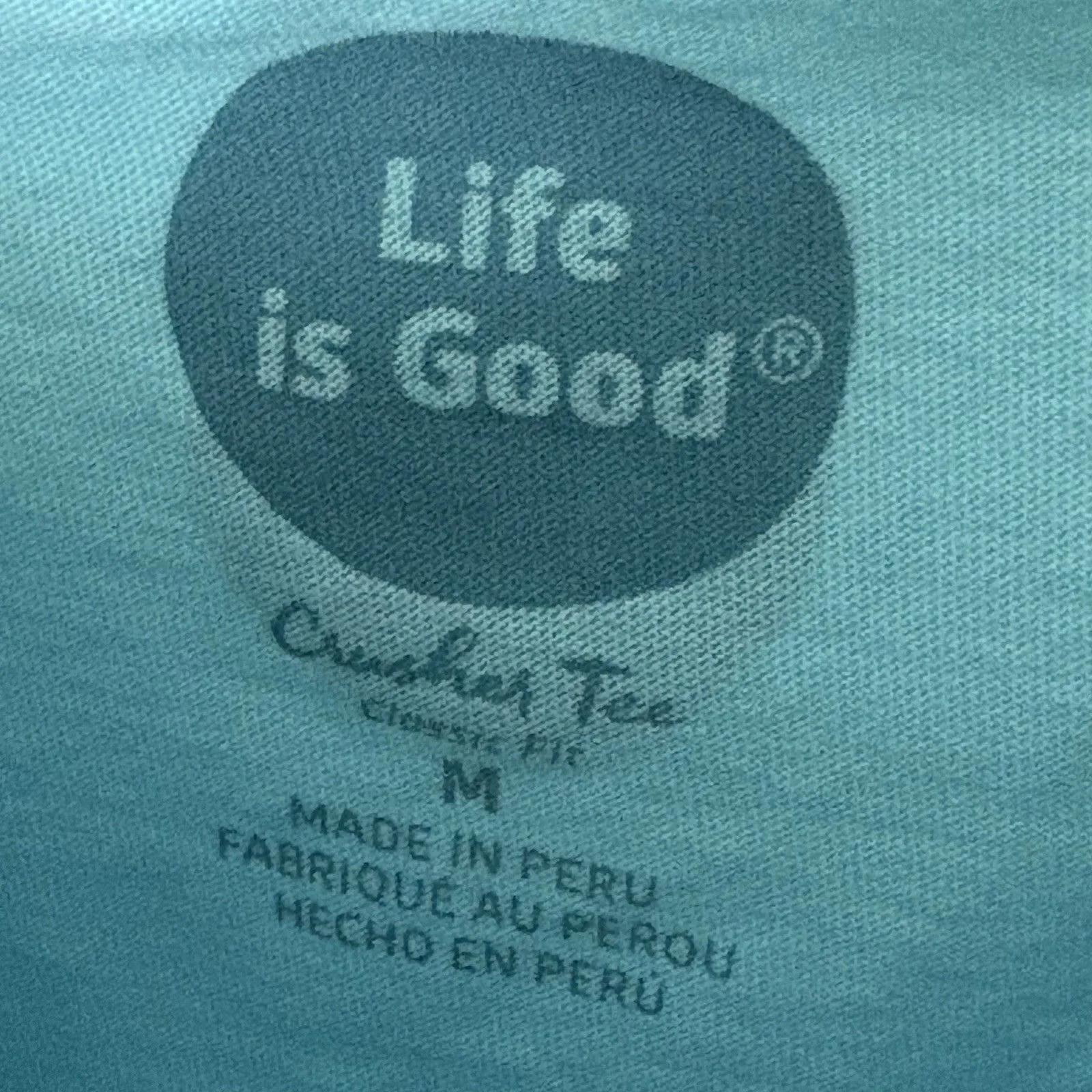 Life Is Good Crusher Tee Blue SS Sea Turtle Hi Tide Classic Fit V-Neck Medium - Image 3