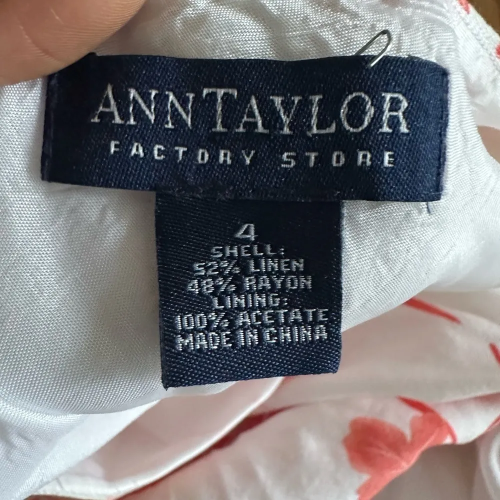 Ann Taylor Factory White Red Floral A-Line Linen Blend Skirt Size 4 - Image 8