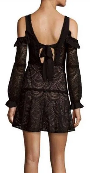 Bridget Black Lace Off The Shoulder Dress - Image 2