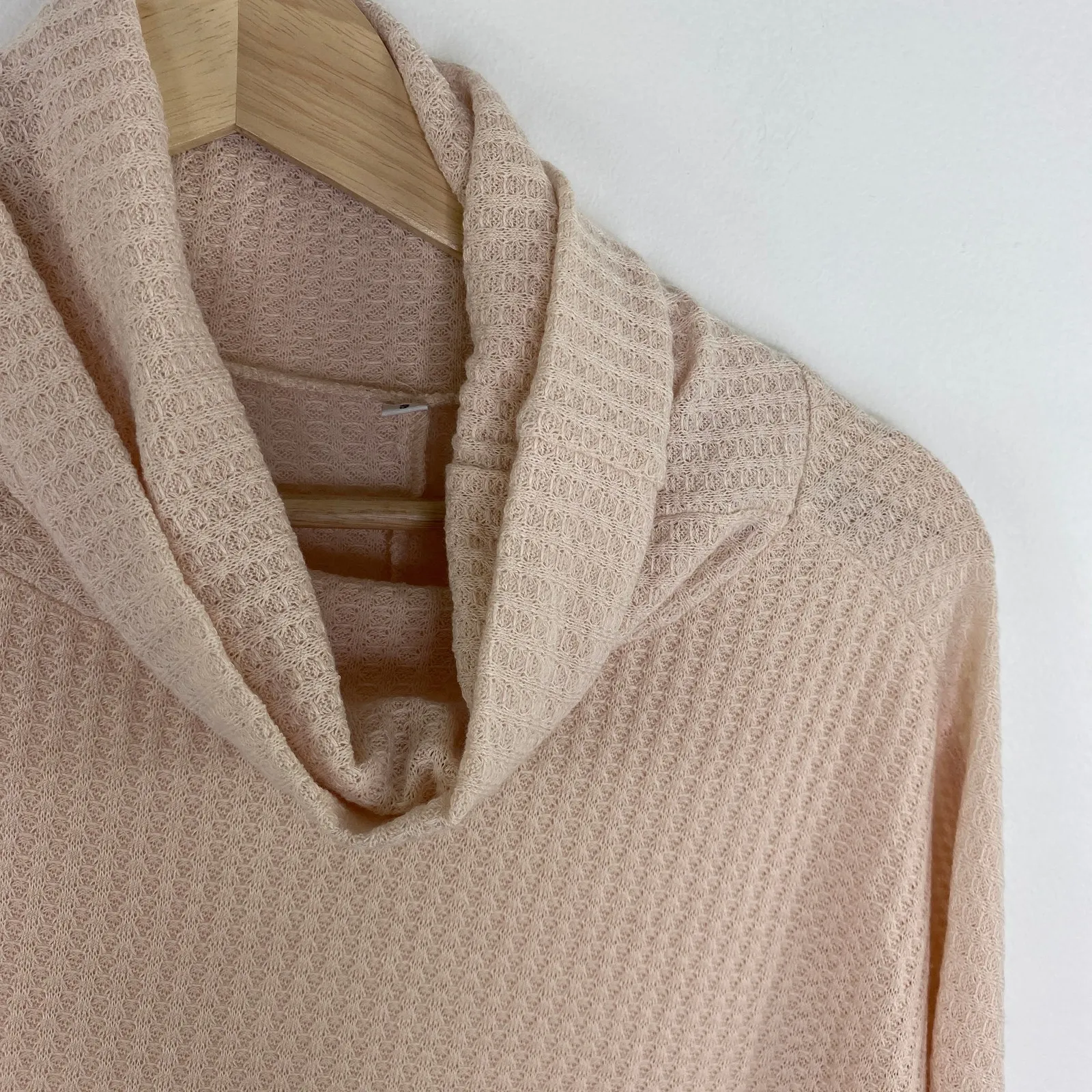 Cream Pink Long Sleeve Funnel Neck Pullover Tunic Shirt Women's Size Small S - Image 4