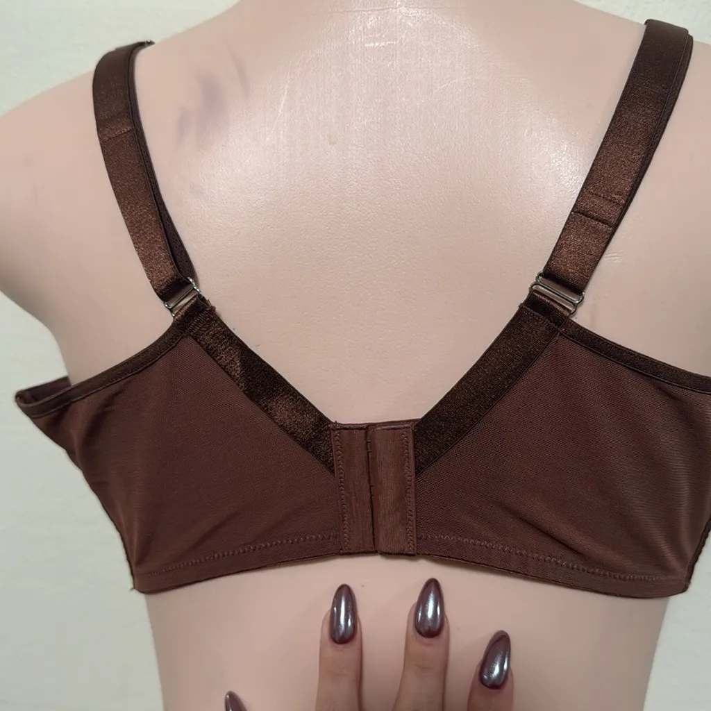 Curvy couture sheer mesh unlined underwire bra size 36 G chocolate brown - Image 5