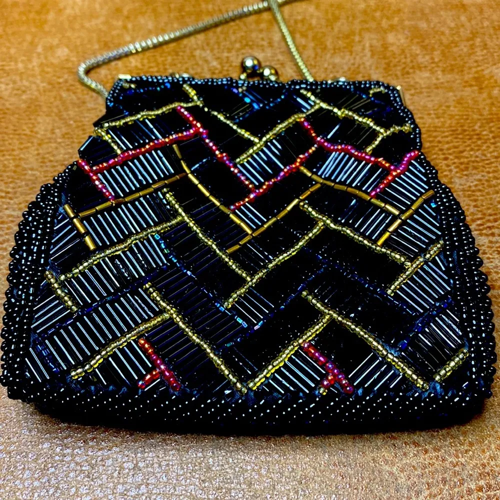 Regale Beaded Clutch Evening Purse Black - Image 5
