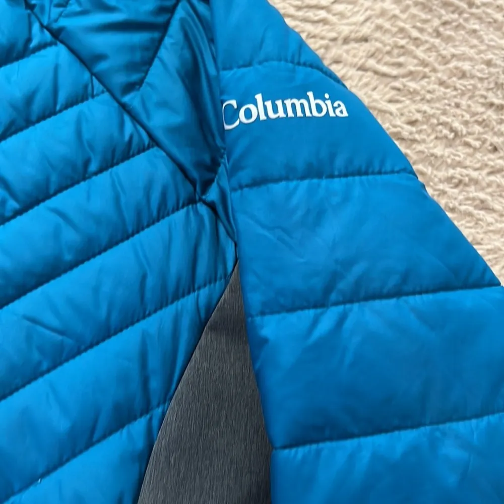 Columbia Termal Coil mid length coat Teal blue w/gray sleeves/side detail Size M - Image 4