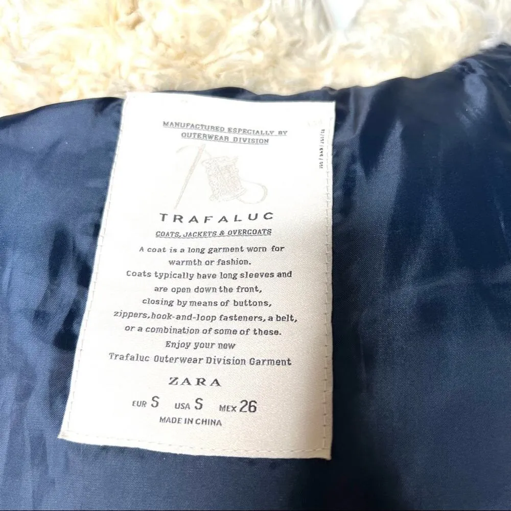 Zara Navy Blue Puffer Vest Hooded sz S - Image 4