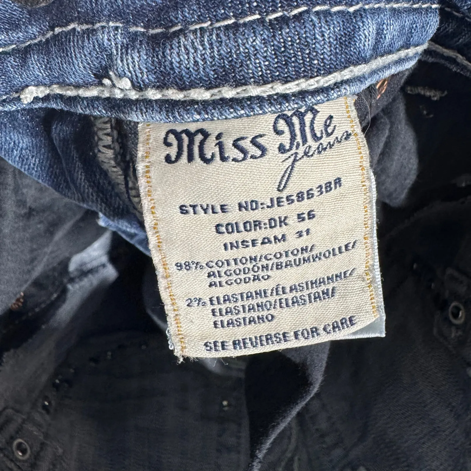 Miss Me Bootcut Bling Y2K Jeans Women 26 Blue Sparkle Western Country Boho - Image 10