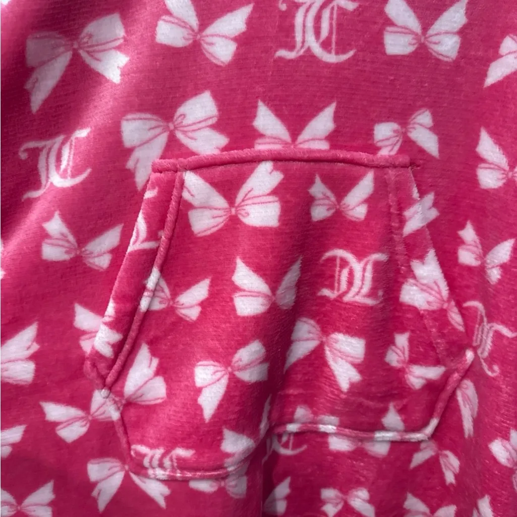 Juicy Couture Coquette Pink Bow Print pullover robe with hood - Image 4