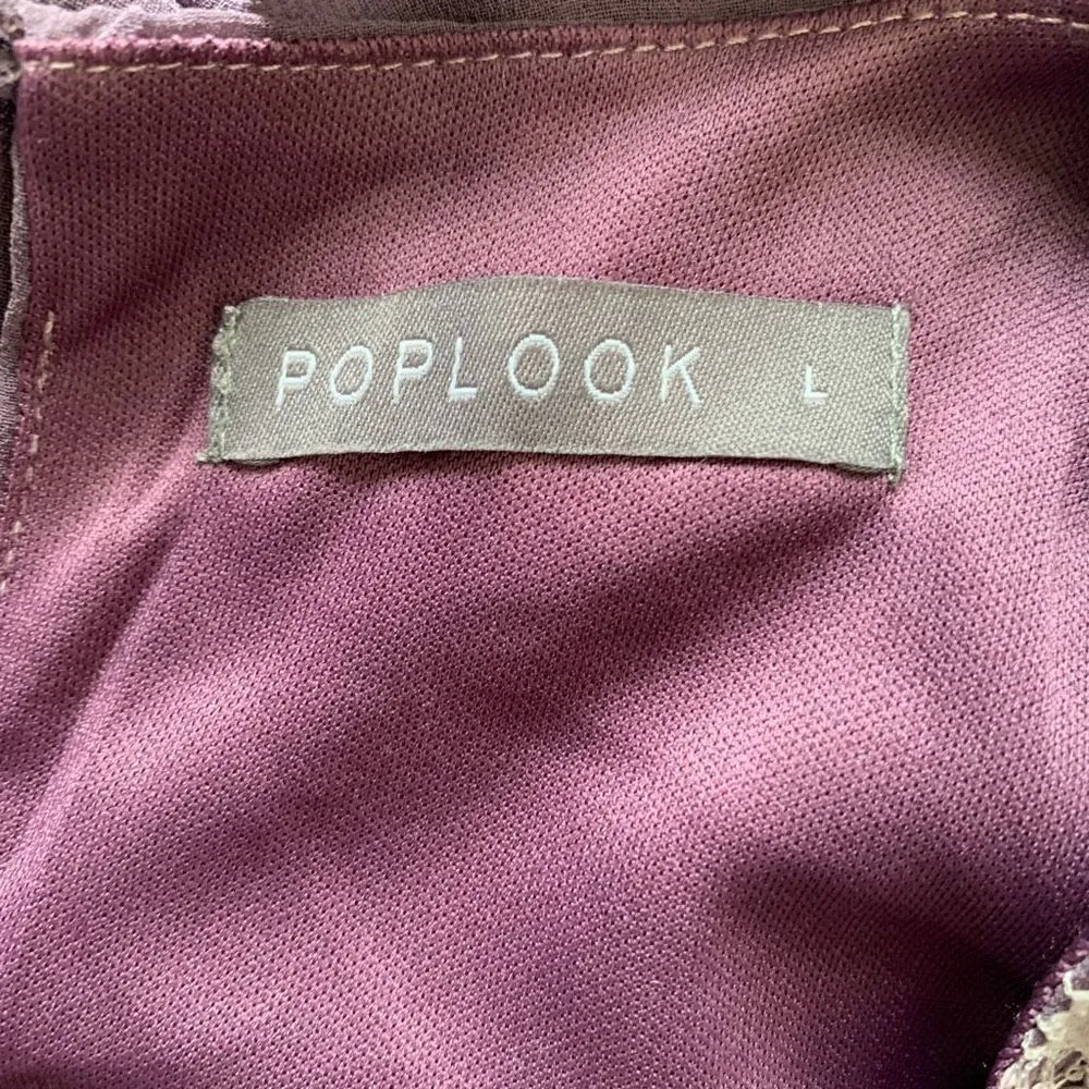 Poplook Coretta Lace Maxi Dress Lilac White Floral Long Sleeve Ruffled Prairie Purple Size L - Image 8