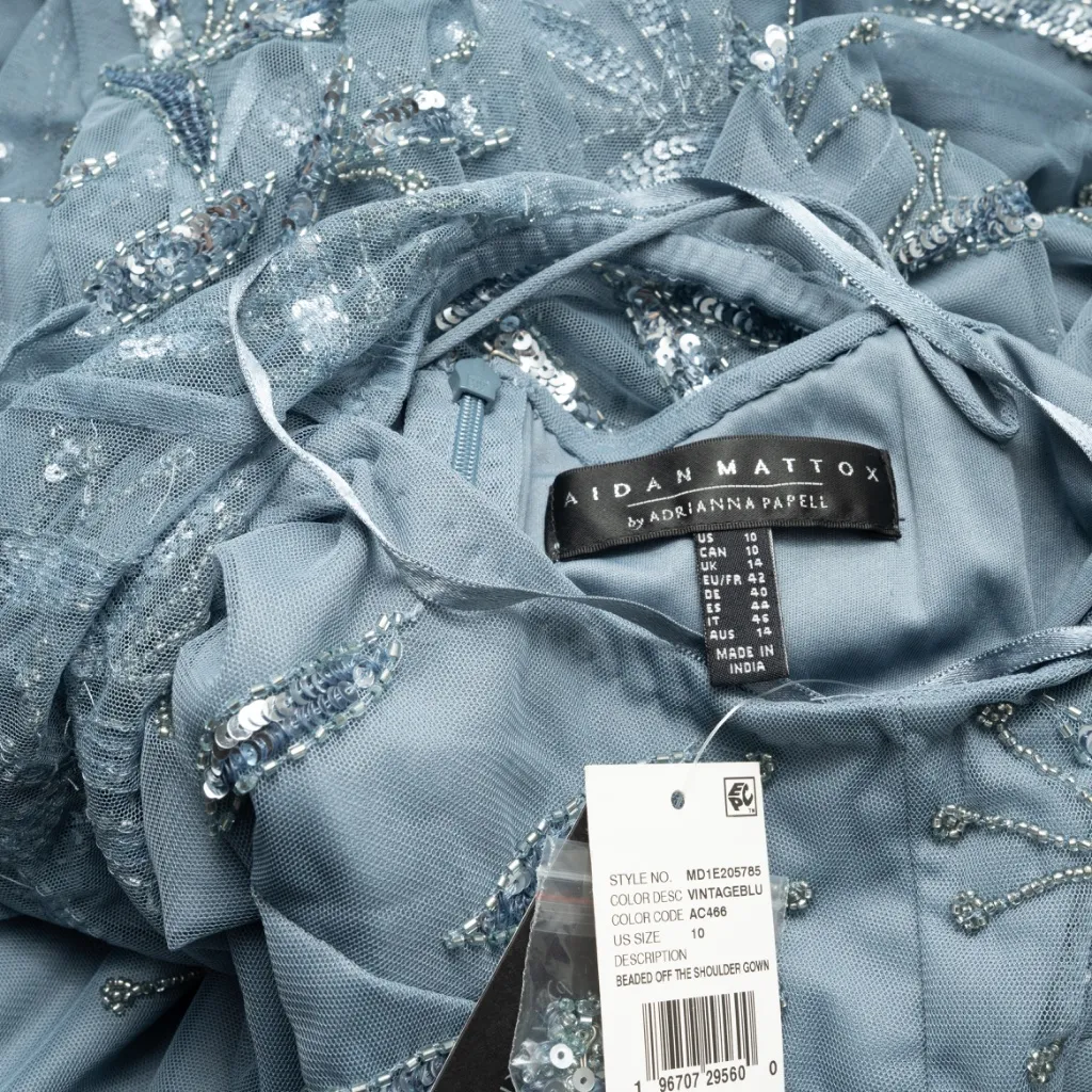 Aidan Mattox -  Embellished Off-the-Shoulder Halter Gown - Image 4