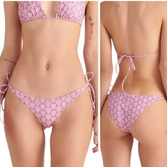 NWT Peixoto Womens Tonie Printed Side Tie Cheeky Bikini Swim Bottom Pink Size L Size L - Image 2