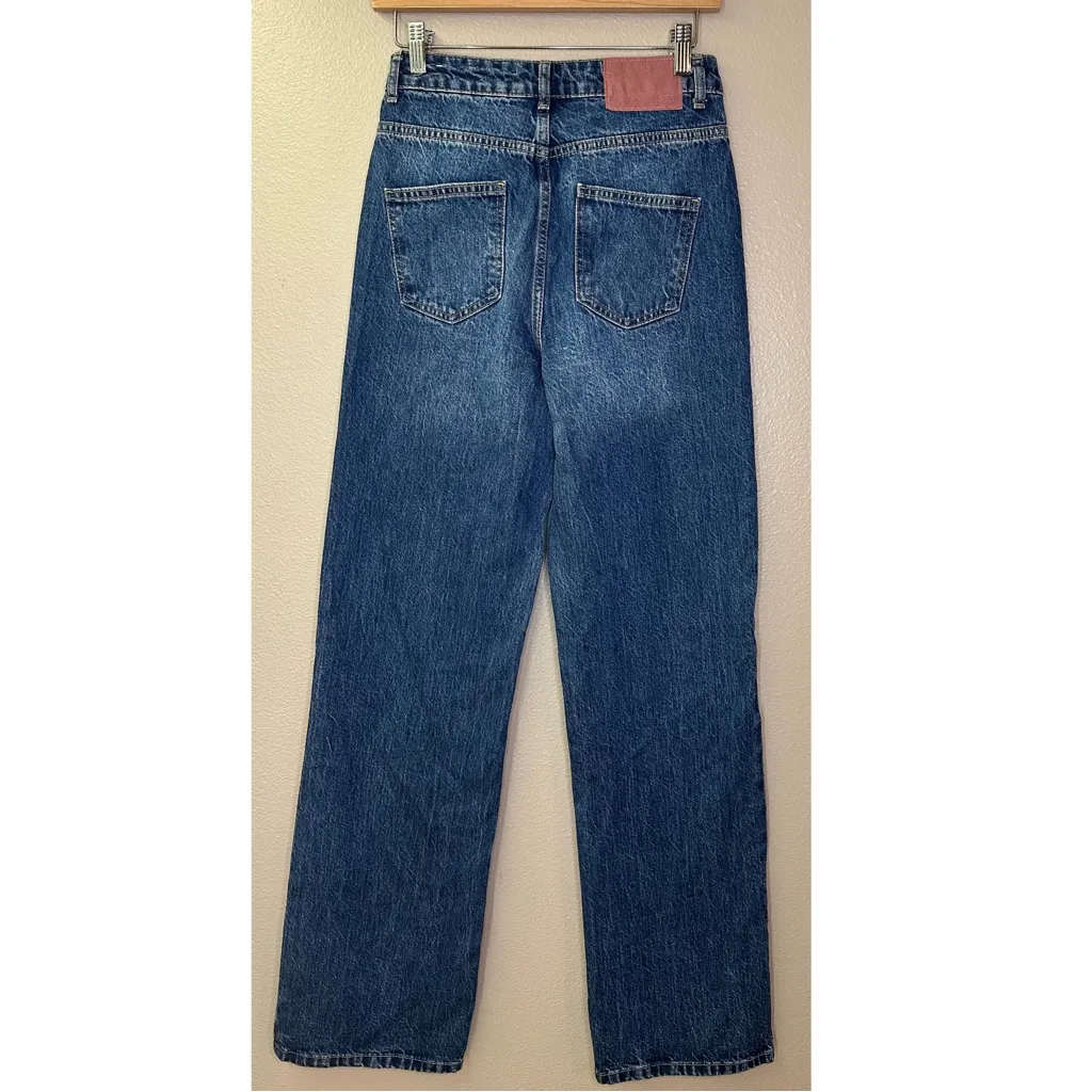 NEW Zara High Rise Straight Jean Full Length Classic Blue Denim - Image 7