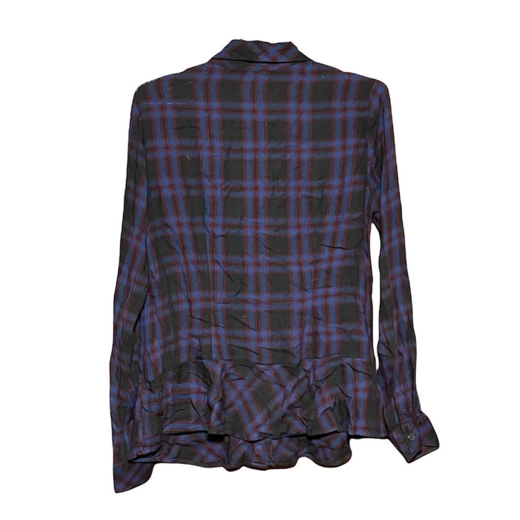 CAbi  Check Shirt Moody Plaid Peplum Button Down Shirt Size Small - Image 6