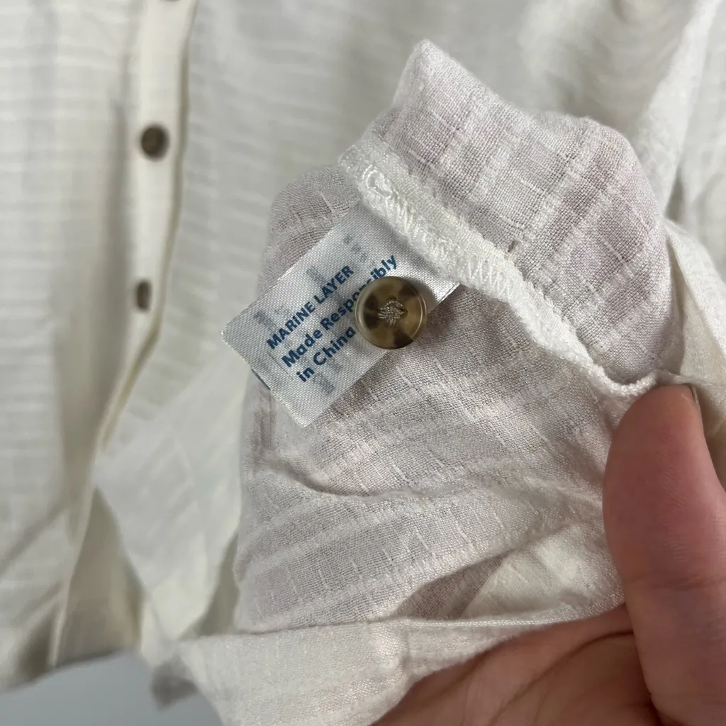 MARINE LAYER  Colette Stripe Cotton Blend Button-Up Top size small - Image 6