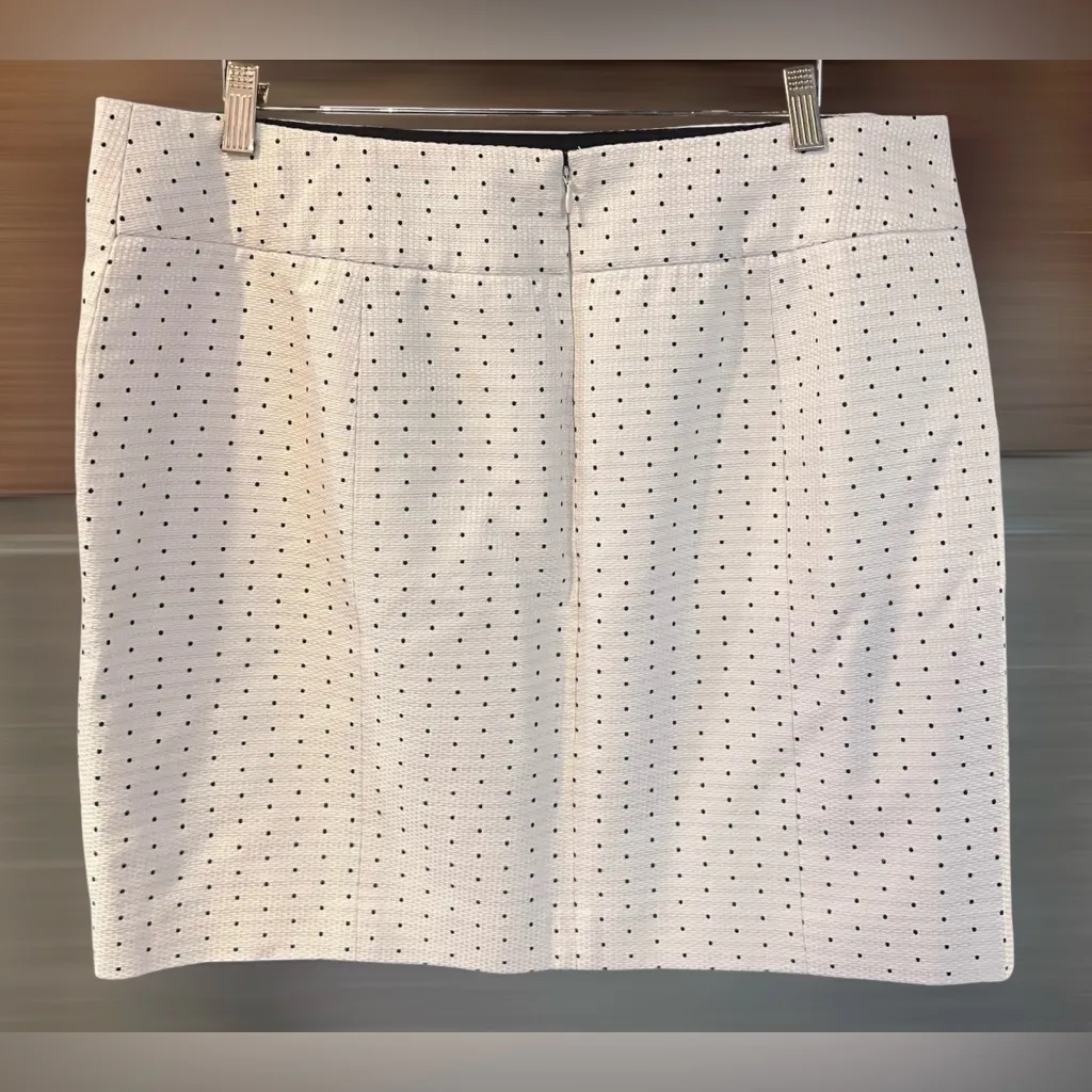 Ann Taylor Textured Pencil Skirt Sz 14 Lined Winter White Pockets Heavy Classic - Image 2