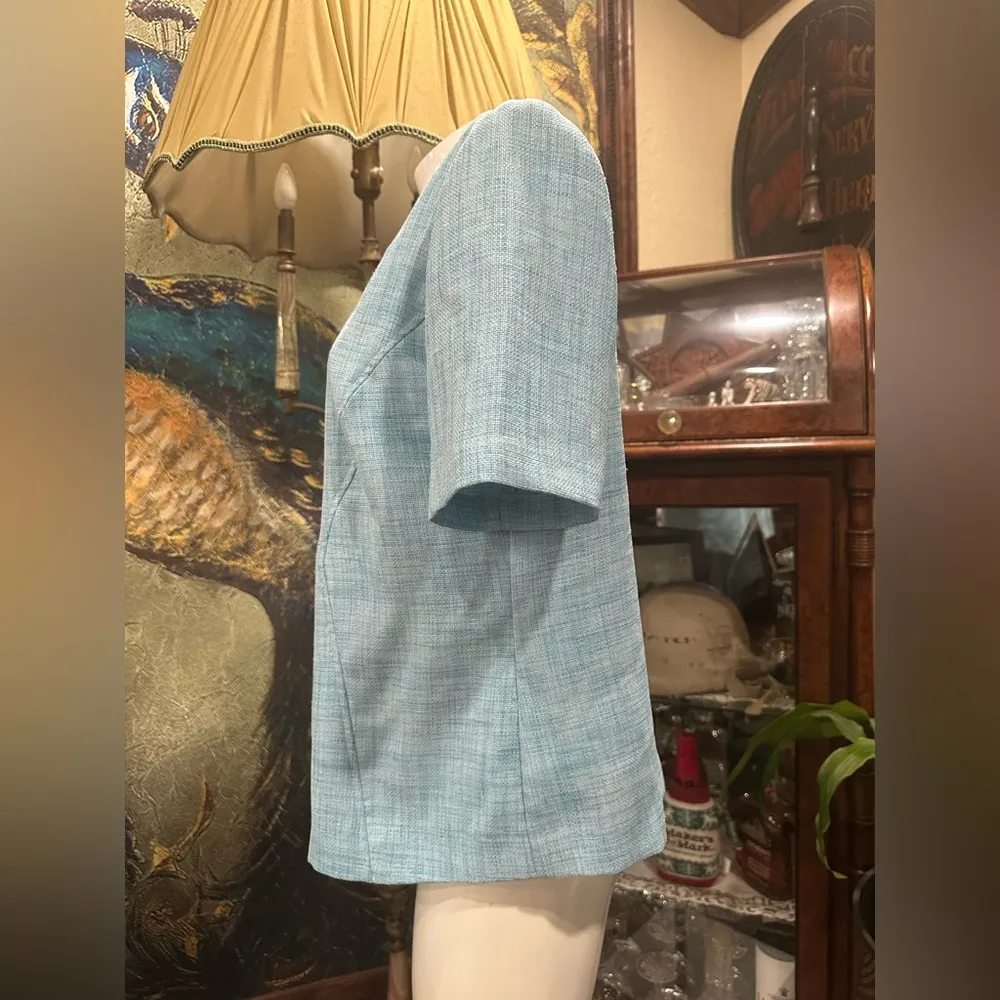 Vintage Florentine Blue Boxy Buttoned Short Sleeve Blazer Size 12P - Image 4