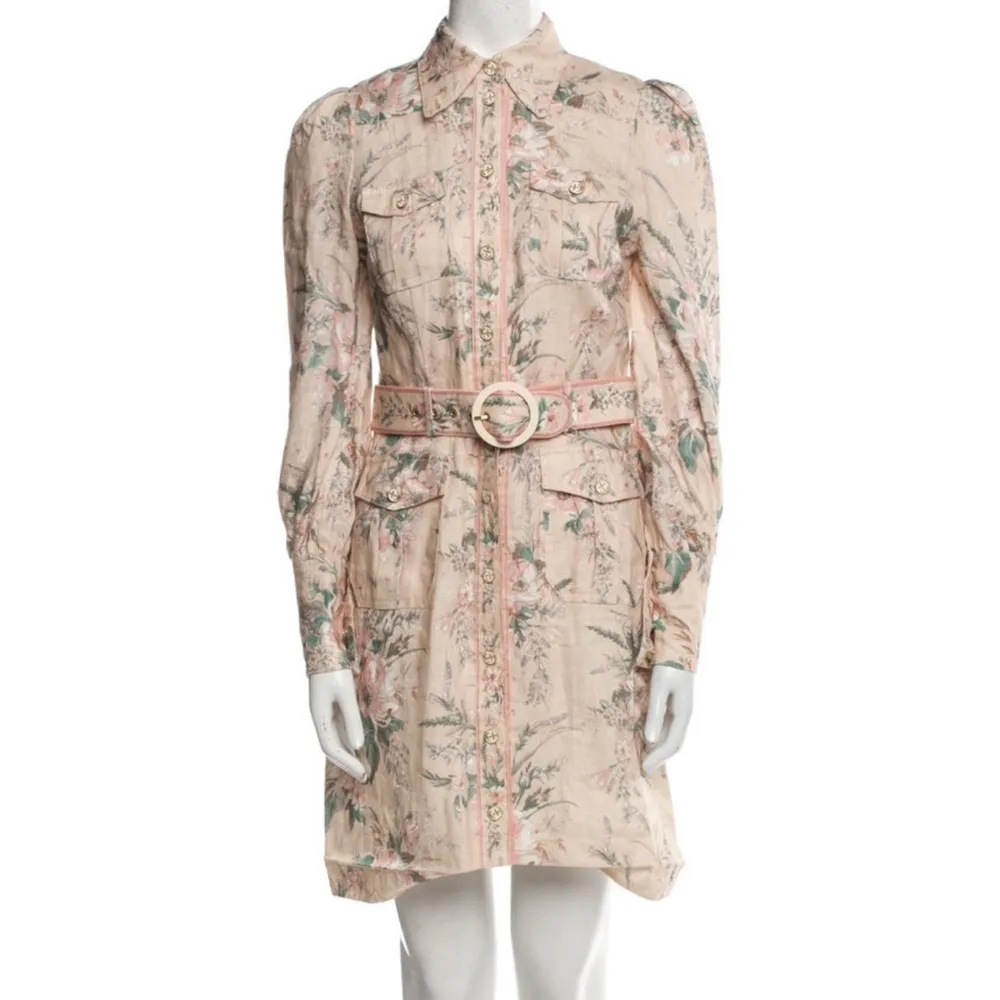 NWOT zimmermann linen Floral Beige Belted Dress - Image 5