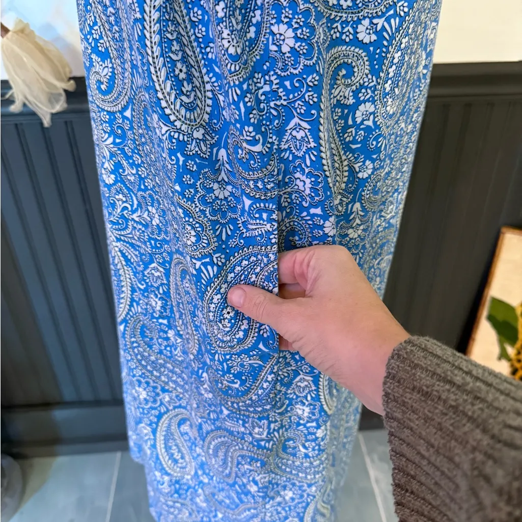 J. Jill Paisley Printed Notched Neck Cotton Blend A - Image 7