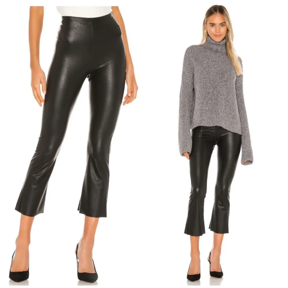 Commando Faux Leather Crop Flare Leggings L - Image 2
