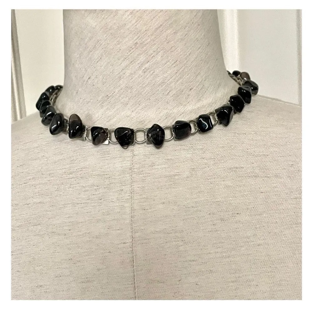 Smoky quartz silver tone necklace - Image 3