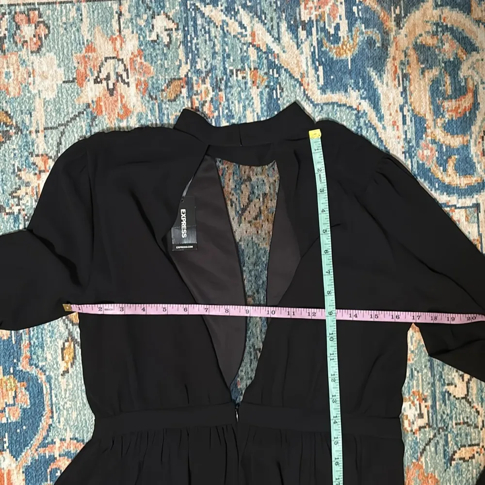 NWT Express Chiffon Mini Dress Mesh Front Open Back LBD Size 10 Formal Date Nigh - Image 14