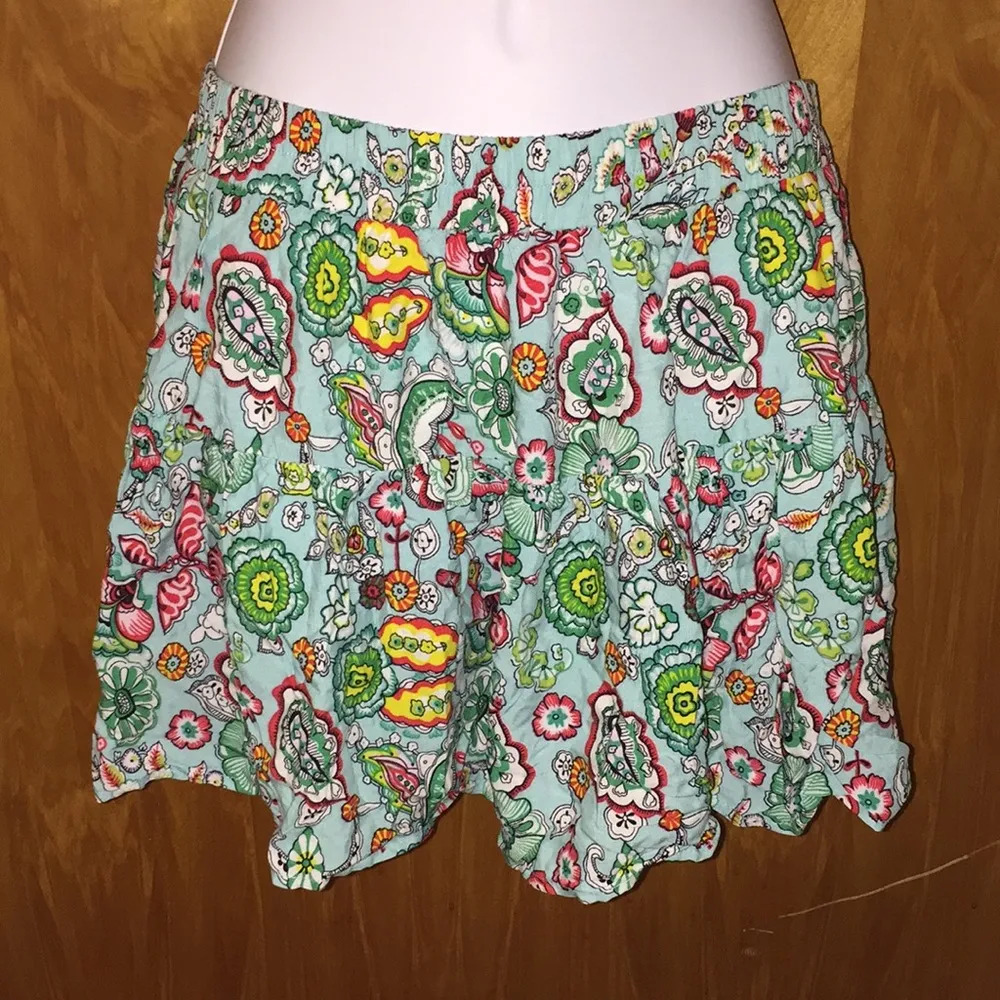 Blue & Red Floral Tropical Millau Mini Skirt Size Small - Image 2