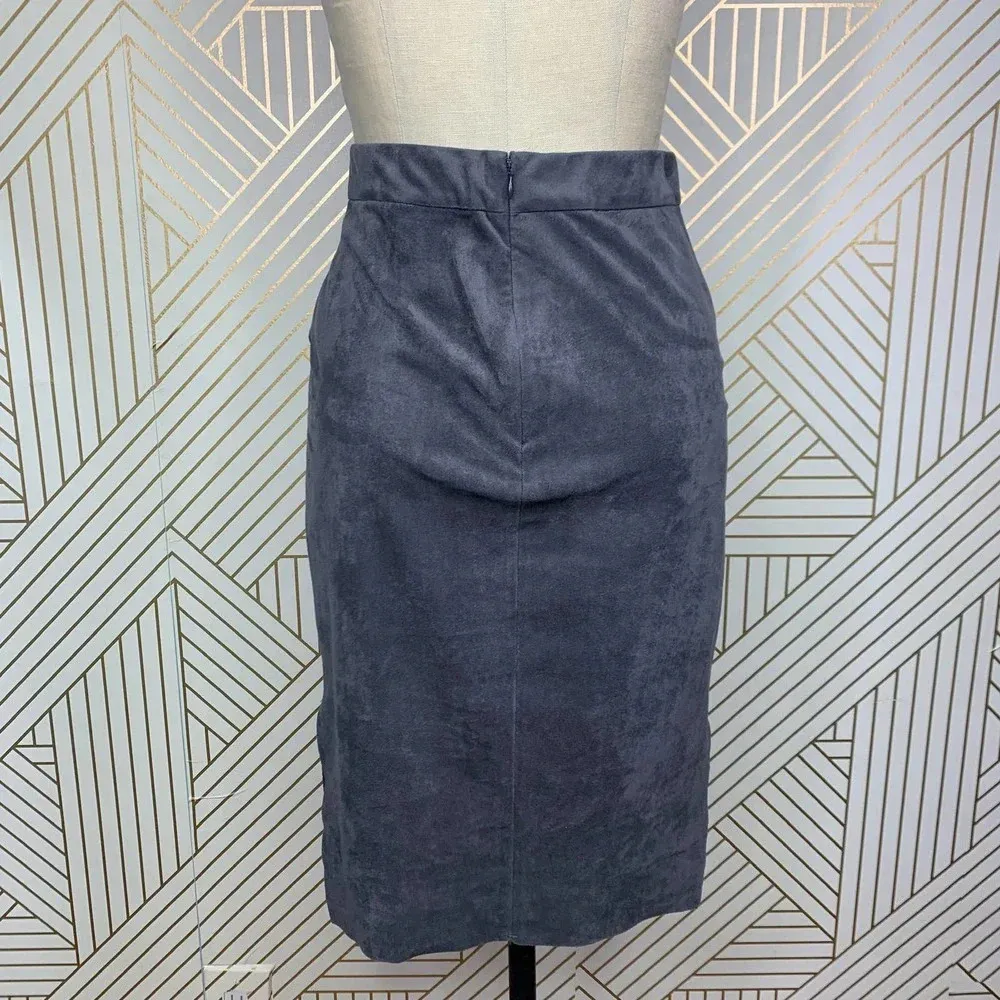 Aritzia Wilfred Free Lis Vegan Suede Pencil‎ Skirt in Gray Size US 2 - Image 8