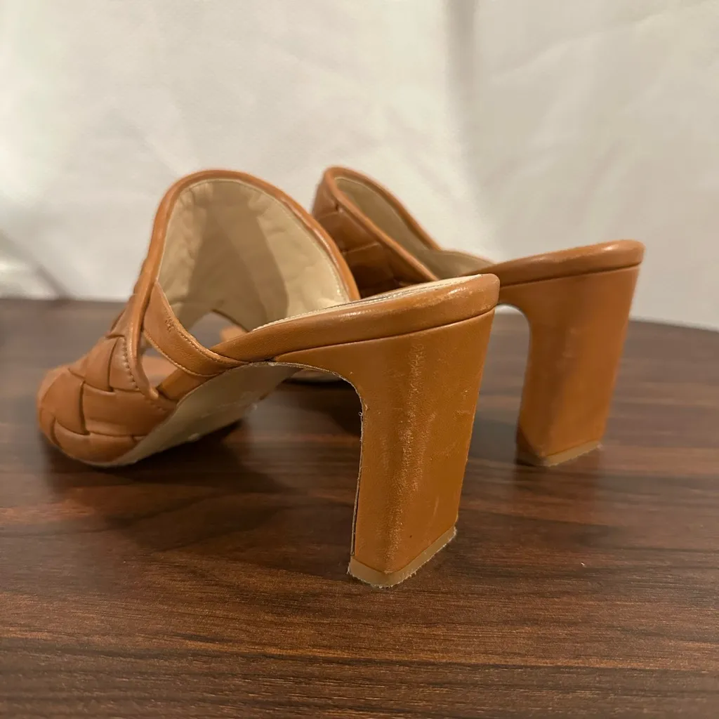 Brown Woven Real Leather Mules - Image 3