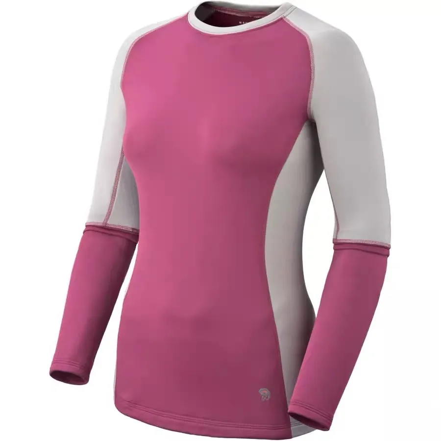 NWT Mountain Hardware Pink and Gray Micro Power Stretch LS Crew Long Sleeve Top - Image 2